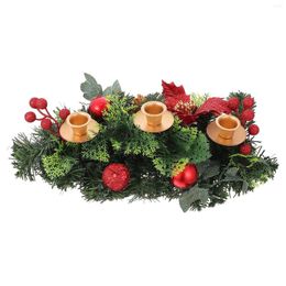Candle Holders 1pc Christmas Iron Holder PVC Simulated Garland Display Stand Xmas Year Party Dining Table Centre Decoration