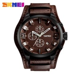 SKMEI New Fashion Sport Quartz Watches Men Luxury Business Leather Watch Waterproof Wristwatches Male Clock Relogio Masculino3877727