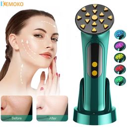 EMS RF Beauty Device Face Lifting Facial Mesotherapy Radio Frequency 5 LED Colours Warm Therapy Vibration Skin Care Anti Wrinkles 240425