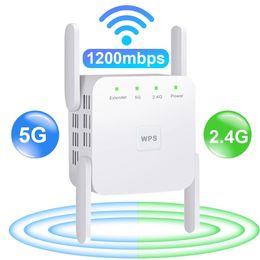 5G WiFi Repeater Wifi Amplifier Signal Extender Network Wi fi Booster 1200Ms 5 Ghz Long Range Wireless 240424