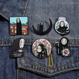 Brooches Enamel Pins Creative Cartoon Anime Series Brooch Cute Black Character Design Metal Badge Japanese Style Backpack