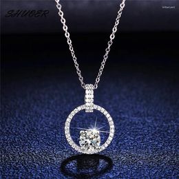 Pendants Real 925 Sterling Silver Pass Diamond Brilliant Cut 1 Ct D Colour Moissanite Double Round Stone Pendant Necklace For Girls