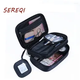 Cosmetic Bags Portable Makeup Bag Double Layer Toiletry Brush Organiser With Mirror For Women Multifunctional Travel