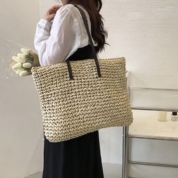 Totes Fashion Straw Women's Shoulder Bags 2024 Solid Designer Summer Shopper Handbags Large Capacity Casual Ladies Crossbody Bag