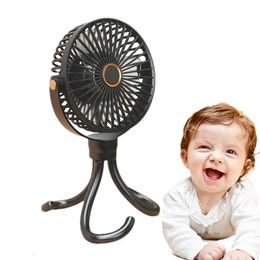 Portable Fan For Stroller 5 Speeds Flexible Tripod Clip On Fan With Night Light Personal Handheld Fan For Baby Stroller Crib 240417