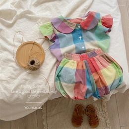 Clothing Sets Children Summer Set 2024 Korean Fashion Colourful Sleeves Top Clothes Two Casual And Comfortable Childrens