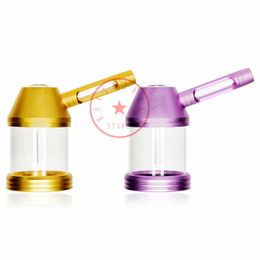 Latest Colourful Banger Aluminium Alloy Hookah Smoking Waterpipe Bubbler Pipes Portable Detachable Dry Herb Tobacco Glass Philtre Handle Bowl Bong Cigarette Holder