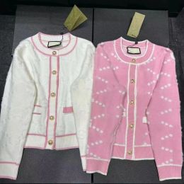 Tasarım Kadın Sweaters Moda Tasarımcı Kadınlar Oneck Mektup Örme Sıradan Sweater Altın Düğmesi Kısa Kollu Bayanlar Sweater hırka 6 renk