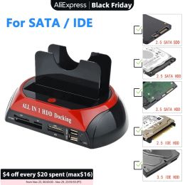 Boxs HDD Docking Station For SATA I/II/III IDE Dual Slots External Hard Disc Enclosure Base With Multi Card Reader Slot For PC