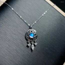 Pendants S925 Sterling Silver Pure Natural Moonlight Stone Dream Catcher Devil Key Pendant Necklace Without Optimized Main