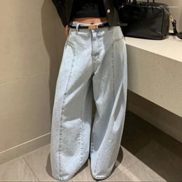 Women's Jeans Spring Slimming High Waist Pleated Loose Wide Leg Pants Trousers