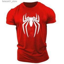 Men's T-Shirts Summer New Fashion Spider Pattern Printed T-shirt for Mens Casual Personality Jogging Loose Short sleeved Top Hip Hop Street Clothing Q240426