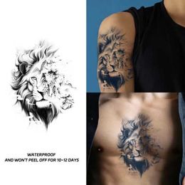 Tattoo Transfer Temporary tattoo stickers waterproof ink lion element mens fake tattoo corsage arm sticker simulated tattoo color 240427