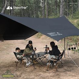 Tents And Shelters ShineTrip Outdoor Camping Black Rubber Full Shading Tent Silver Coated Hexagonal Portable Thickened Sunscreen Rain