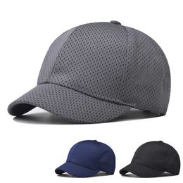 Ball Caps Summer Men Short Brim Baseball Cap Breathable Mesh Quick Dry Sun Visor Hat Solid Color Outdoor Man Trucker Caps J240425