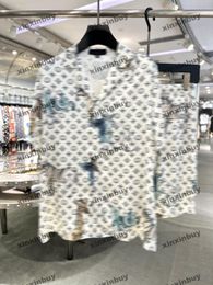 xinxinbuy Men designer Tee t shirt 2024 Italy Zoo giraffe Patterned jacquard silk sets long sleeve cotton women Grey black white M-3XL