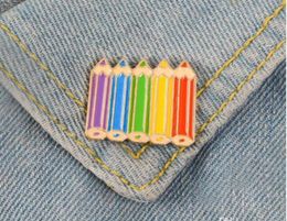 Colored pencils Enamel Pin Childhood Sweet Cute badge brooch Lapel pin Denim Shirt Collar Cartoon Jewelry Gift Kids Girls Friend G9767890