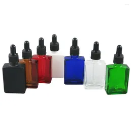 Storage Bottles 500pcs/lot 30ml Squqre Amber Glass Dropper Bottle Refillable Tea Tree Oil Essential Perfume Container Liquid Pipette