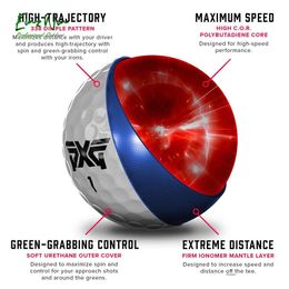 Bolas de golfe PXG Xtreme Balls de golfe Ultimate Performance para distância e controle 12 bolas de golfe de luxo 142