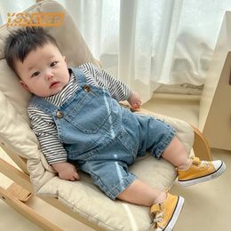 Clothing Sets Baby Boys Girls Long Sleeve Stripe T-shirt Cowboy Rompers Spring Children's Clothes Suit 0-3Yrs