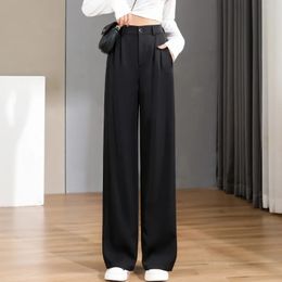 WomenS Loose Spring Summer High Waist Wide Legs Slim Casual Trousers Korean Fashion Trend Female Suit Straight Pants 240412