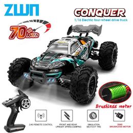 Electric/RC Car ZWN 1 16 70KM/H or 50KM/H four-wheel drive RC car with LED remote control childrens high-speed drift monster truck and Wltoys 144001 toy