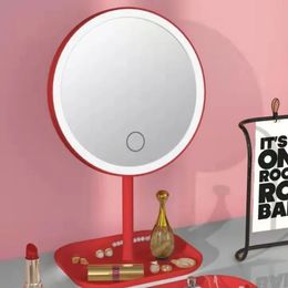 2024 LED Makeup Mirrors With Llights 5X Magnifying Portable Round Travel Desktop Vanity Mirror Up Smart Cosmetics Tool- for Portable Beauty