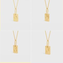 Personality New Fashion Designer CELI Trendy Pendant Necklace 18k Gold Plated Suitable for European and American Women Zodiac Plate Square Necklace Jewellery Gifts