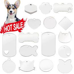 Tags 20Pcs Dog Cat ID Tag Blank Personalised Pet Collar Charm Name Pendant Bone Keyring Necklace Puppy Accessory Dropshipping