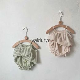 Clothing Sets Baby Girls Clothes Striped Camisole And Bloomers 2 Pcs Baby Girls Clothes New born Baby Clothes Set H240426