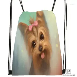 Drawstring Custom Yorkshire-terrier-dog Backpack Bag Cute Daypack Kids Satchel (Black Back) 31x40cm#180611-03-126