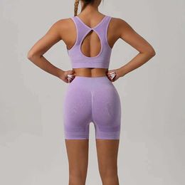 Women's Tracksuits Yoga bra and shorts set womens sports set yoga set sports set womens high waisted leg sports bra fitness exercise set 240424