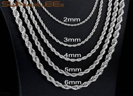 Fashion Jewelry Stainless Steel Necklace 2mm 4mm 6mm Rope ed Link Chain Silver Color For Men Women Gift SC12 N4186878