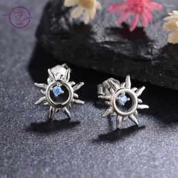 Stud Earrings 925 Sterling Silver Hollow Sun For Women Men Luxury Fashion Fine Jewellery Gold