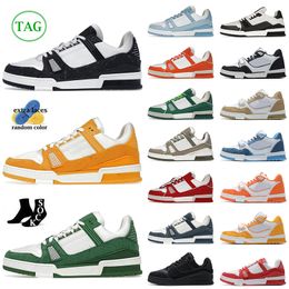 Chaussures Männer Frauen Sneakers Trainer Designer flach allein grün weiß schwarz gelb rot blau og Originalkalbsleder-Leder-Designer Luxusmarke Schuh Eur 36-45 Dhgate