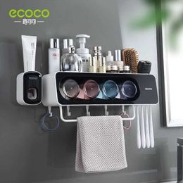 Toothbrush Holders Ecoco toothbrush holder toothbrush cup wall mounted bathroom perforated non wall mounted storage rack toothbrush cup set 240426