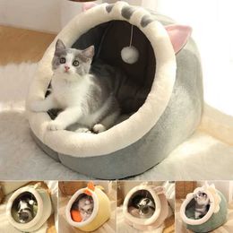 Cat Carriers Crates Houses Cute cat bed warm pet basket comfortable cat lounge mat cat tent very soft puppy cushion bag suitable for washable cave cat bed 240426