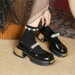 Dress Shoes Spring Platform Leather Women Flats Casual Oxford Loafers Thick Bottom Ladies Wedge Lolita Mary Jane