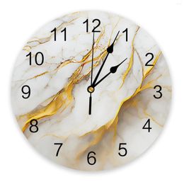 Wall Clocks Marble Texture White Silent Living Room Decoration Round Clock Home Bedroom Kitchen Decor