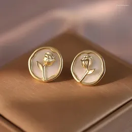 Stud Earrings Original Design Round Rose Classic Elegant Vintage For Women Summer Jewelry Gifts Girl 2024