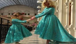 Modern Full Lace Mother and Daughter Prom Dresses 2019 Long Sleeves High Low Evening Party Wear A Line Arabic Formal Gowns27841354999584