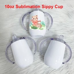 10oz Sublimation Sippy Cup Baby Water Mugs With Handle Double Wall Vacuum Insulated Tumbler born Christmas Gifts 240416