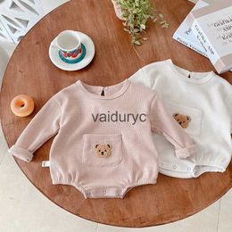 Rompers Autumn Baby Bodysuit Long Sleeve Infant Boys Clothes Waffle Newborn Girls Clothing H240429