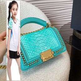 Kids Bags Designer Womens Classic Blue Mini Flip Shoulder Bag with Fish Tail Pattern Edge Chain Bag Gold Metal Hardware Matelasse Luxury Handbag Fashion Wallet Makeu