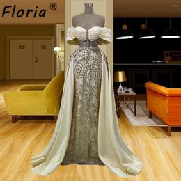 Party Dresses Champange Off The Shoulder Beaded Corset Evening Dress With Overskirt Sequin Crystal Wedding Gowns 2024 Vestido De Novia