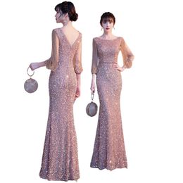 Birthday Ball Party Banquet Evening Dress Fishtail WomenS Long Style Host Annual Meeting Dress WomenS Style Sequin Dress 240415