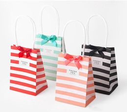 50Pcs Small gift paper bag with handles bow Ribbon stripe handbag candy Festival gift packaging bags Jewelry birthday Wedding8278863