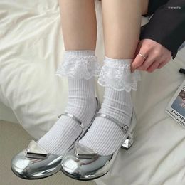 Women Socks Black White Lace Long Sweet Girls Cute Lacework Ruffle JK Japanese Style Lolita Kawaii Princess