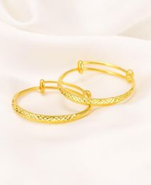 Bangle 2Pcs Gold Colour Cute Baby Bracelet High Quality Adjustable Kids Bangles Simple Trendy Jewellery Mideast Arab Africa Gift1936844