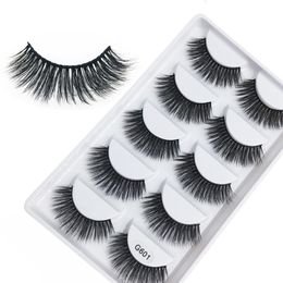 5 pairs Pure handmade Cotton black band eyelashes most popular G6 series 8 style Natural long 3D Faux Silk hair false eyelashes extention